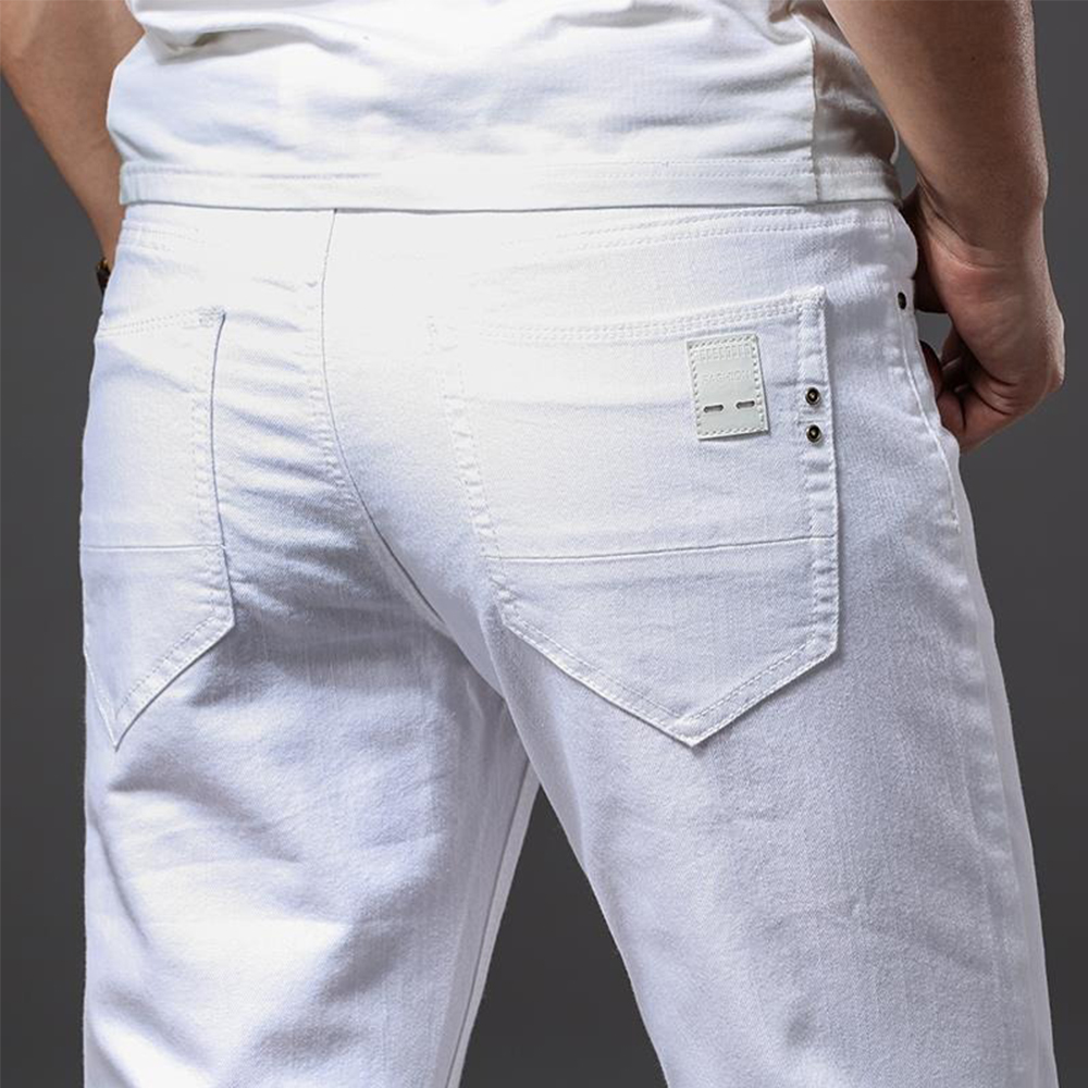 Men'S Fashion For 70 Year Old - Homens jeans brancos elasticidade em linha
