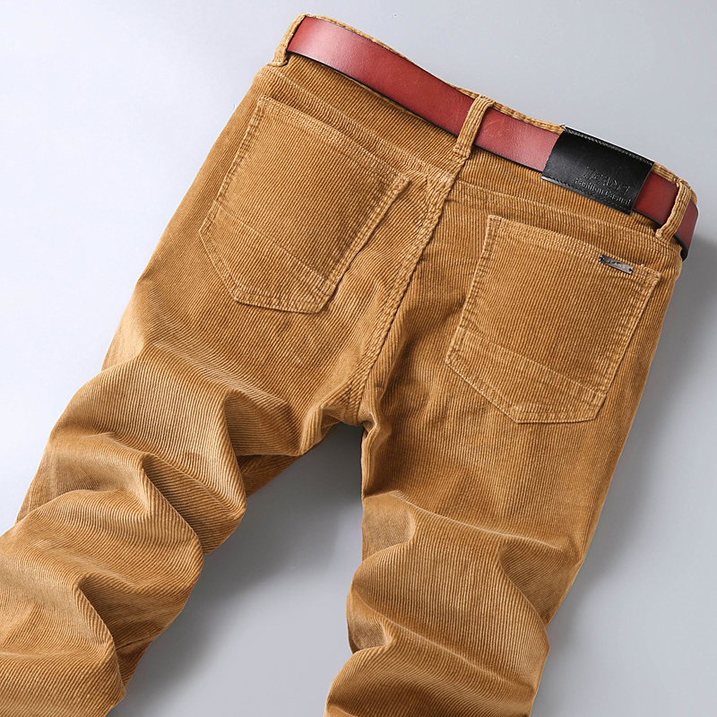 Men'S Fashion Khaki Pants - Calças casuais de veludo de algodão