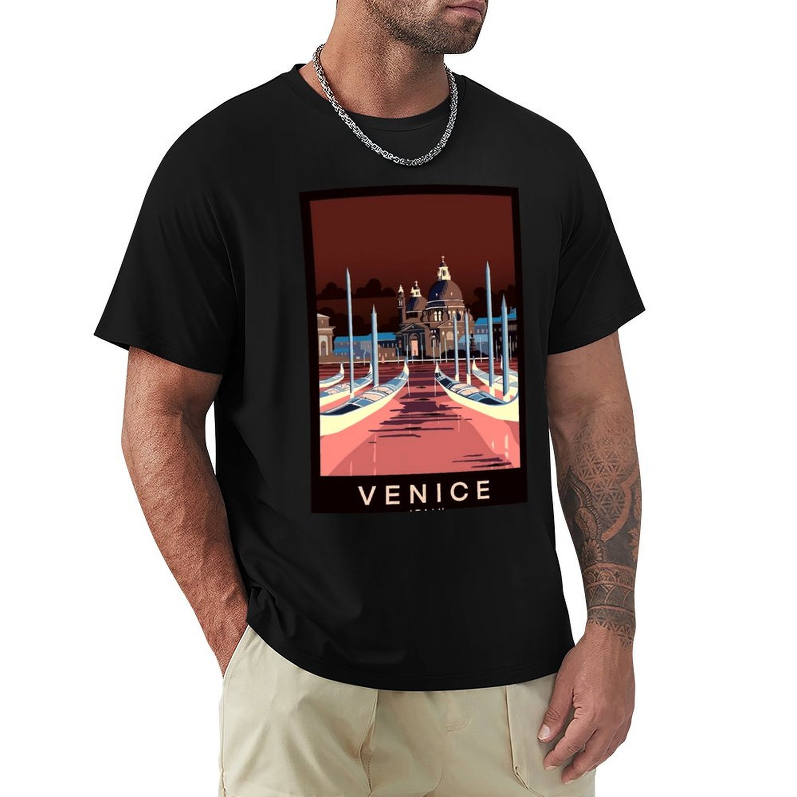 Men'S Fashion Venice Italy - Veneza, Itália: Camiseta Estampada para Viagens