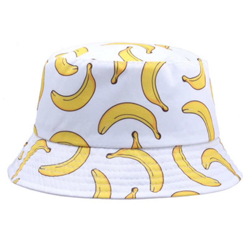 Mens Fashion Bucket Hat - Verão primavera fina sombra banana impressão