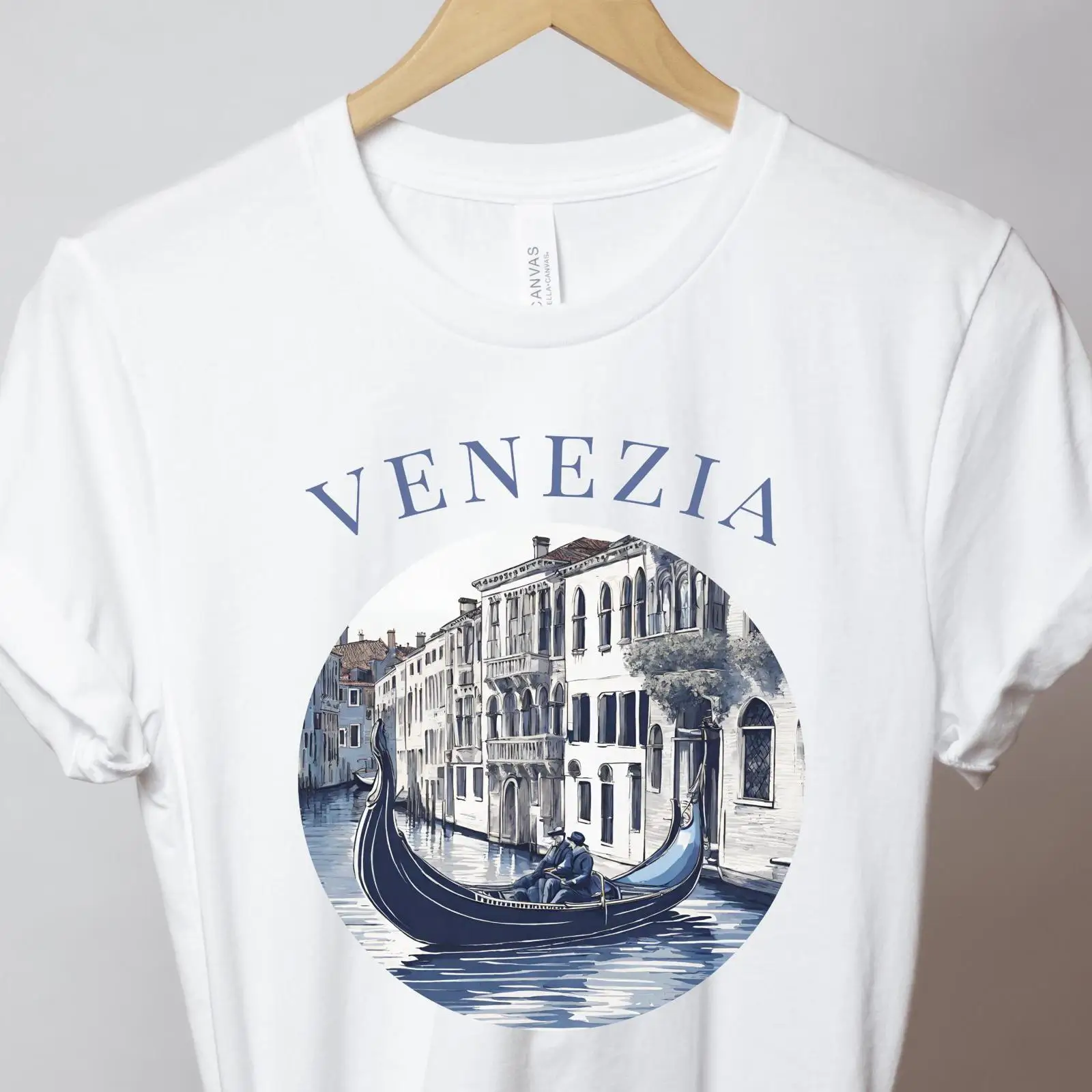Men'S Fashion Venice Italy - Camiseta Venice Azul Gondola Venezia Itália