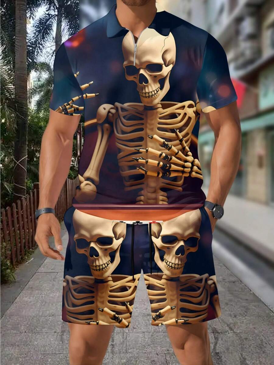 Men'S Fashion Polo - Conjunto de Camiseta Polo com Estampa