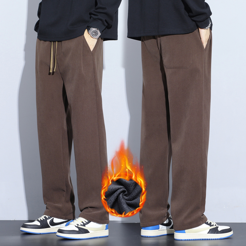 Men'S Fashion Khaki Pants - Café cáqui preto cinza solto calças