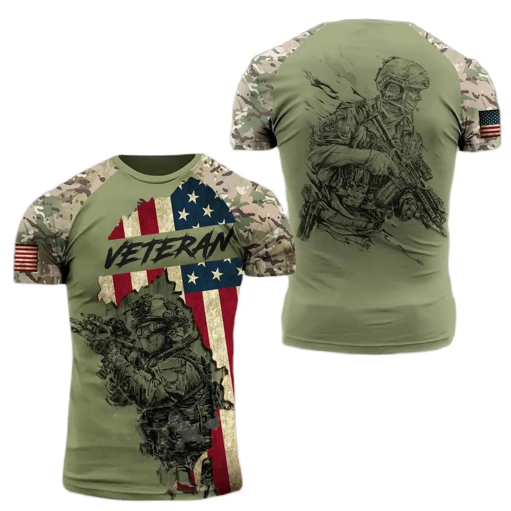 Military Shirt Men - Camiseta militar estampada masculina, soldado americano,