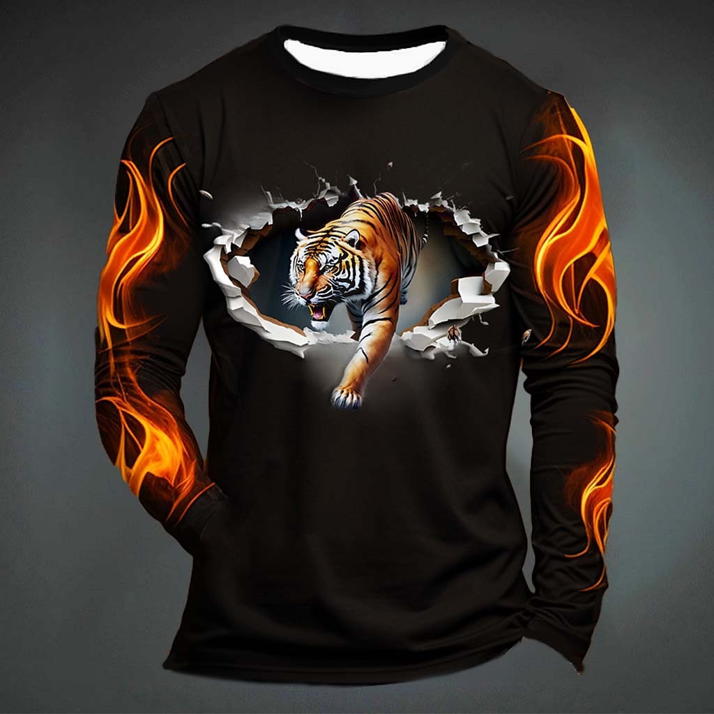 Men'S Fashion T Shirts - Camiseta masculina com estampa de tigre,