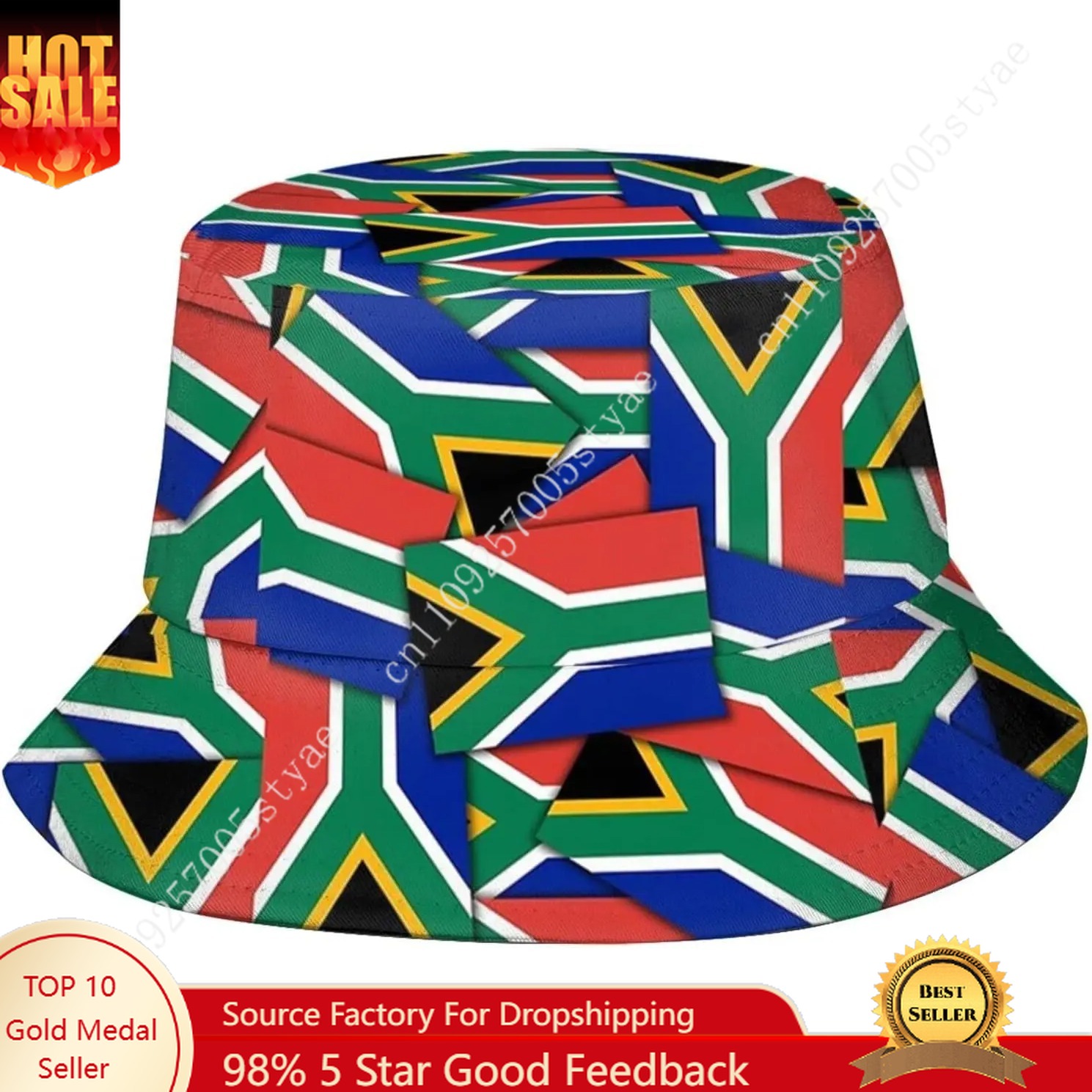 Mens Fashion Bucket Hat - Chapéu balde com bandeira da África