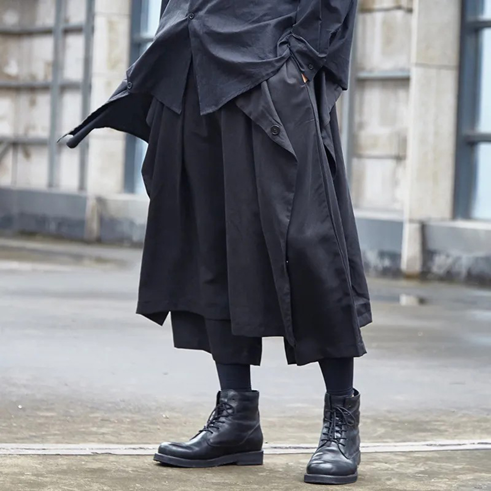 Mens Fashion Trend 2026 - Calças Góticas Escuras Y2K com Botões