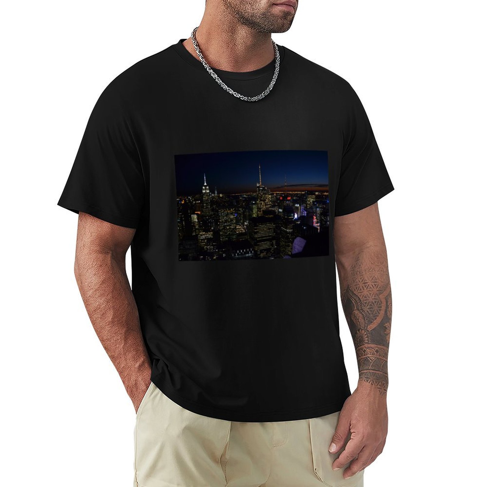 Men'S Fashion Nyc - Camiseta NYC à Noite, Casual, de