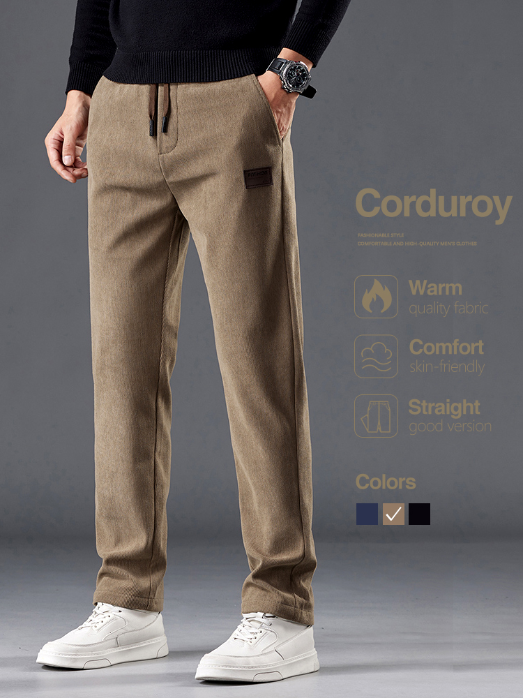 Men'S Fashion Khaki Pants - Calças de veludo masculino outono nova
