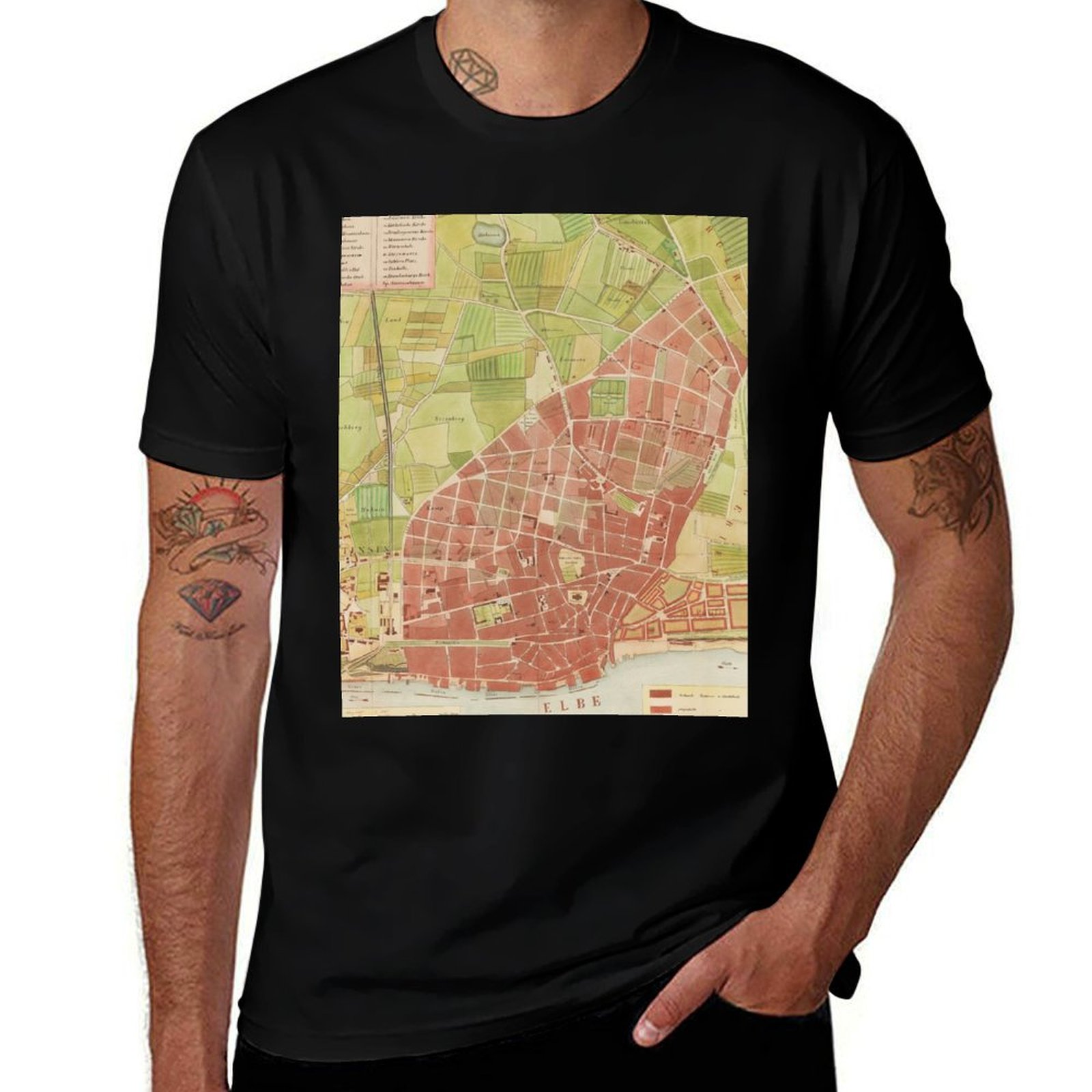 Camiseta vintage com mapa de A - Men'S Fashion Hamburg avaliação e preço