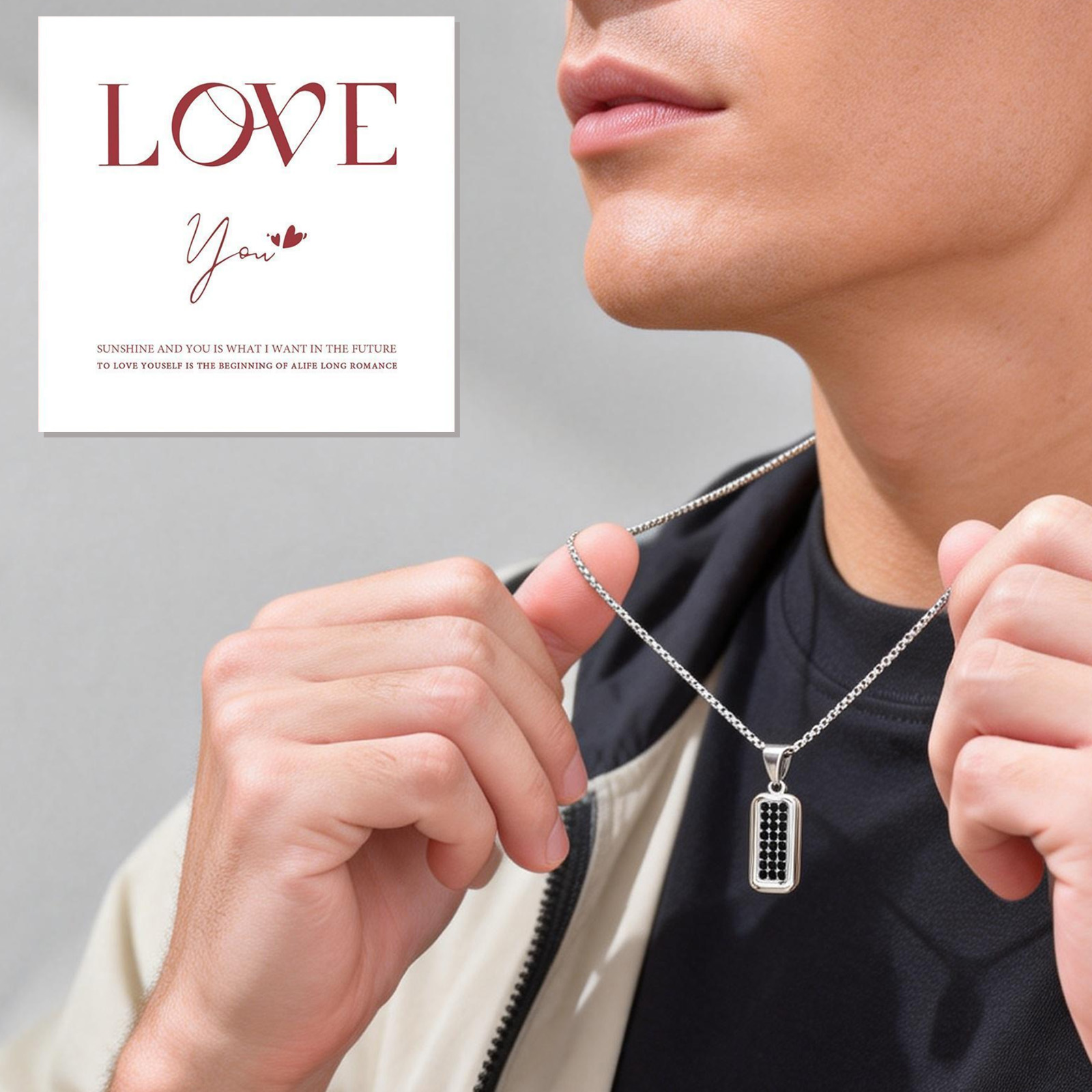 Colar Personalizado com Pingen - Men'S Fashion All Black Outfit avaliação e preço