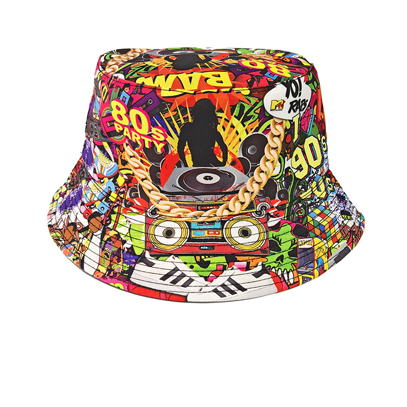 Chapéu Bucket Retrô Graffiti A - Mens Fashion Bucket Hat avaliação e preço