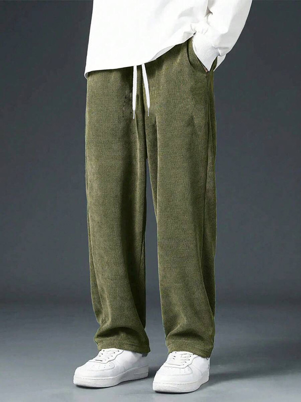Calças Clássicas de Corduroy p - Men'S Fashion Khaki Pants avaliação e preço