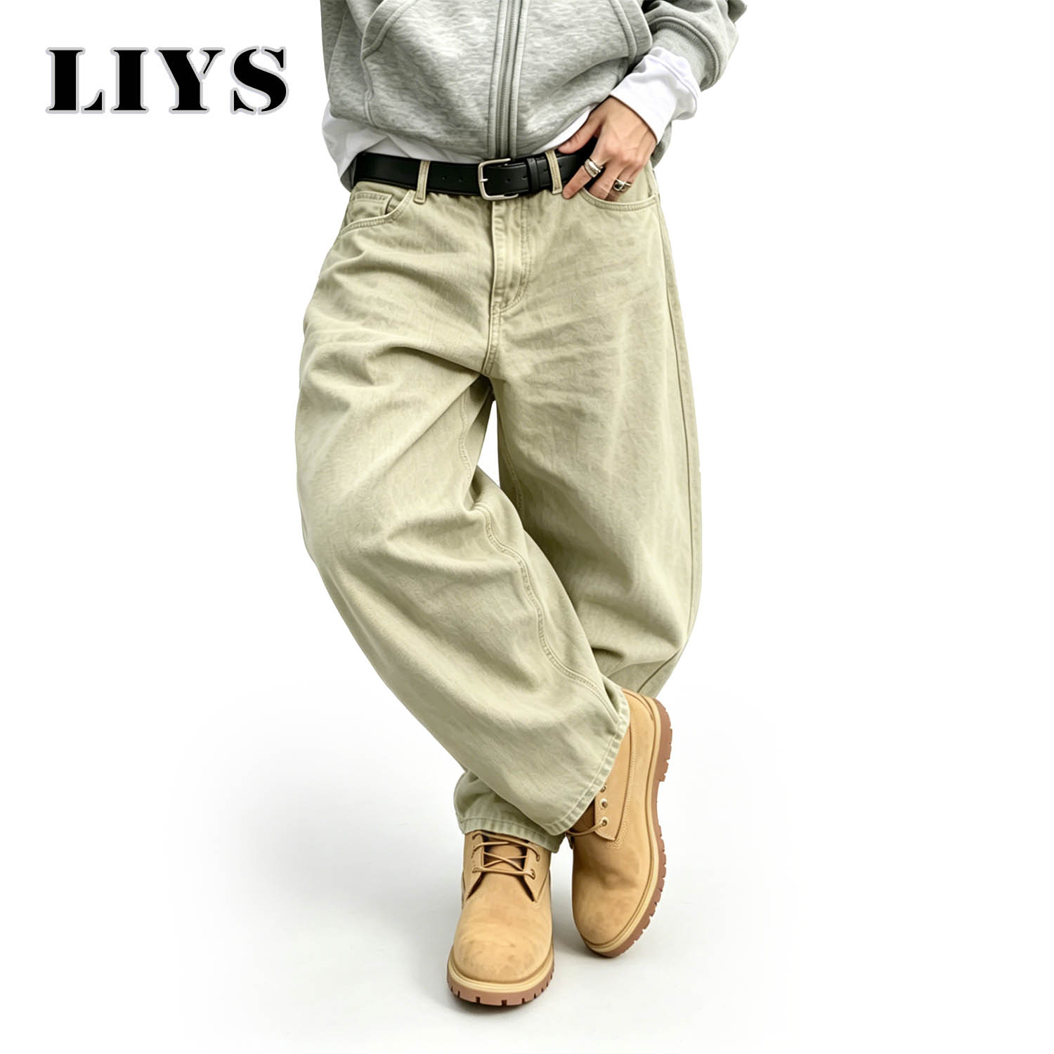 Calça Jeans Masculina LIYS Est - Men'S Fashion Khaki Pants avaliação e preço