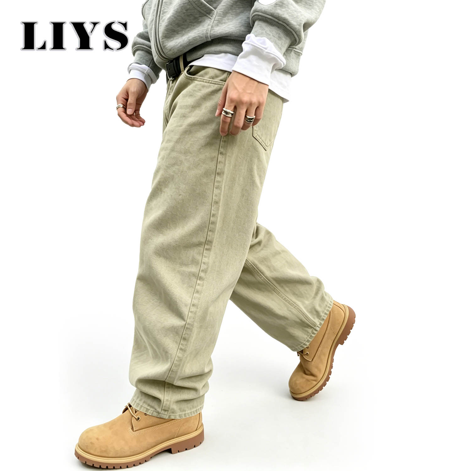 Calça Jeans Masculina LIYS Est - Men'S Fashion Khaki Pants avaliação e preço