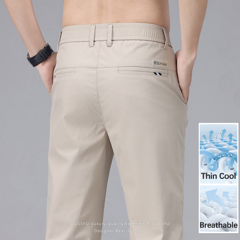 Calças Casuais Finas de Verão  - Men'S Fashion Khaki Pants avaliação e preço