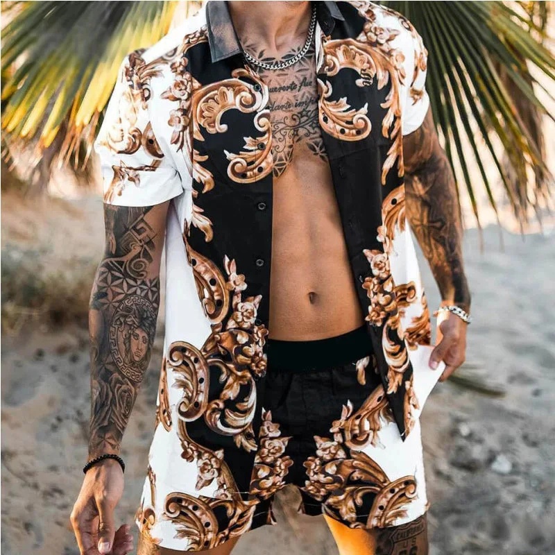 Conjunto de Verão Masculino co - Men'S Fashion T Shirts avaliação e preço