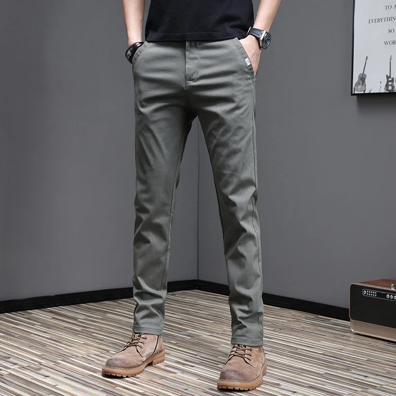 97.8% algodão 2025 primavera o - Men'S Fashion Khaki Pants avaliação e preço