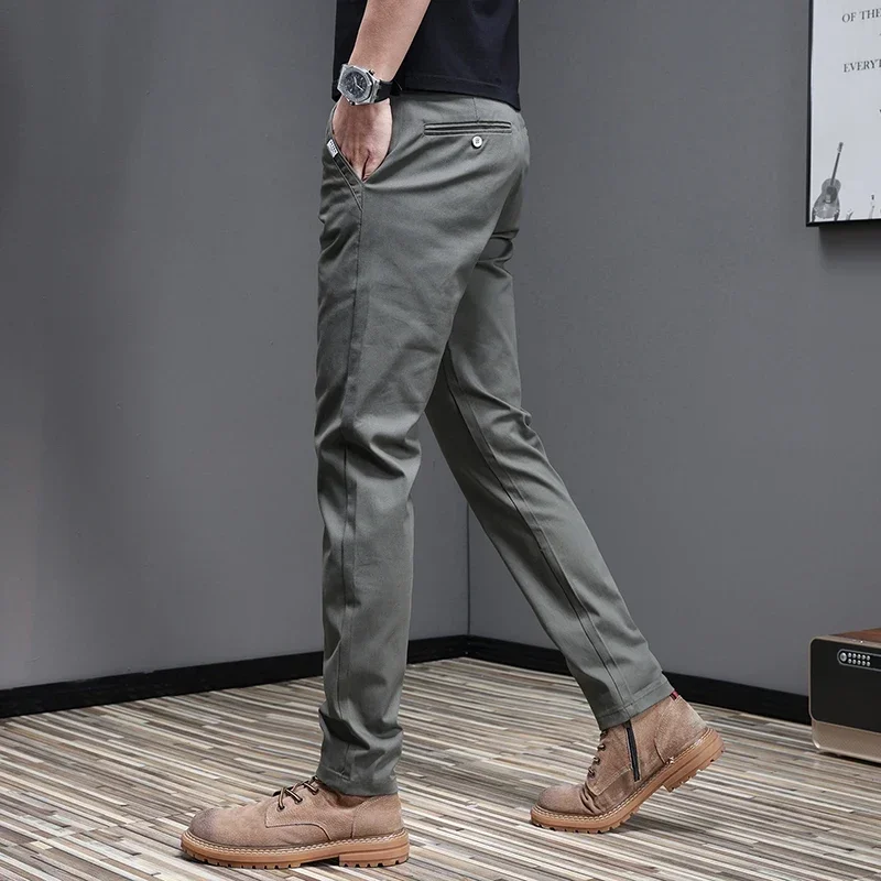 97.8% algodão 2025 primavera o - Men'S Fashion Khaki Pants avaliação e preço