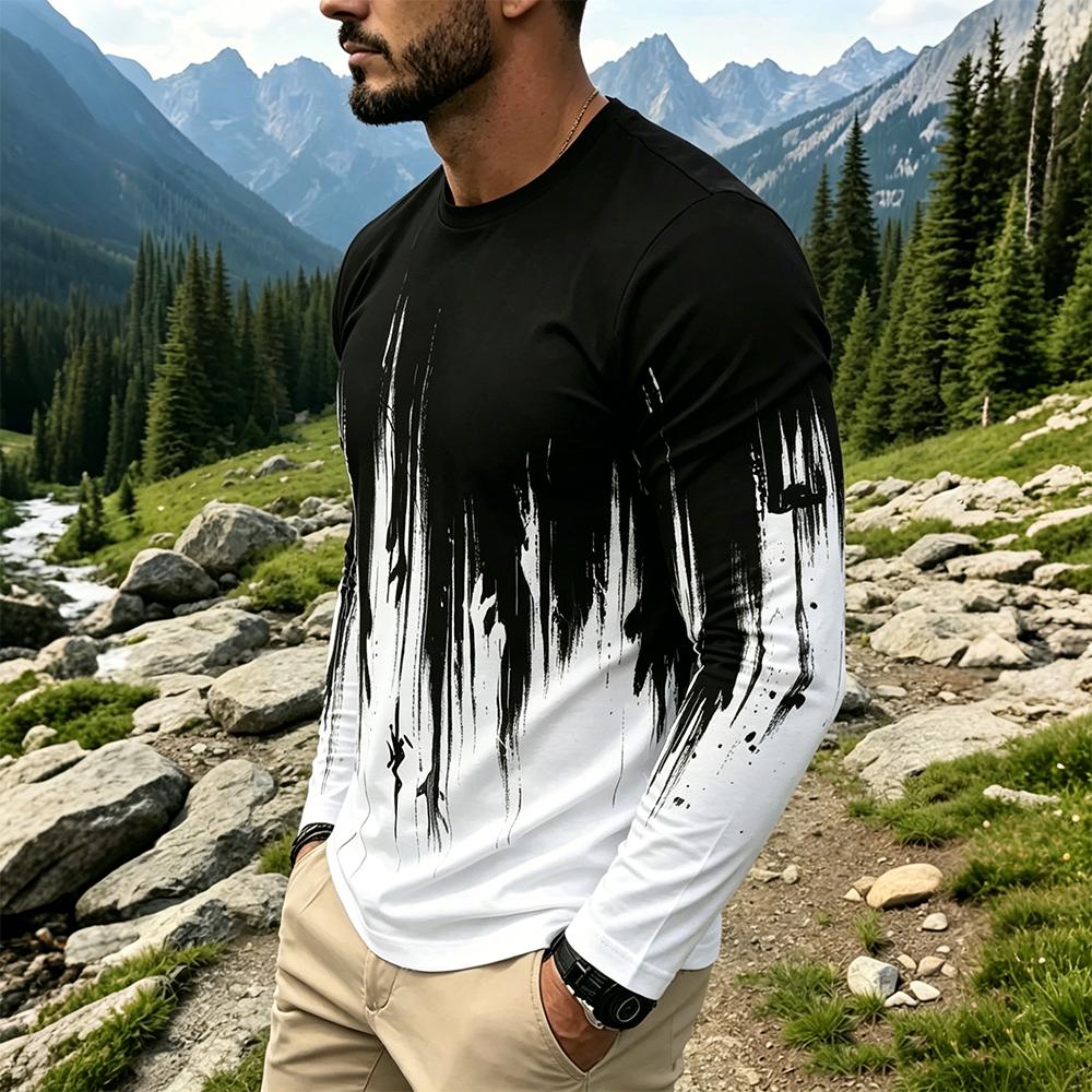 Camiseta Masculina de Manga Lo - Men'S Fashion T Shirts avaliação e preço