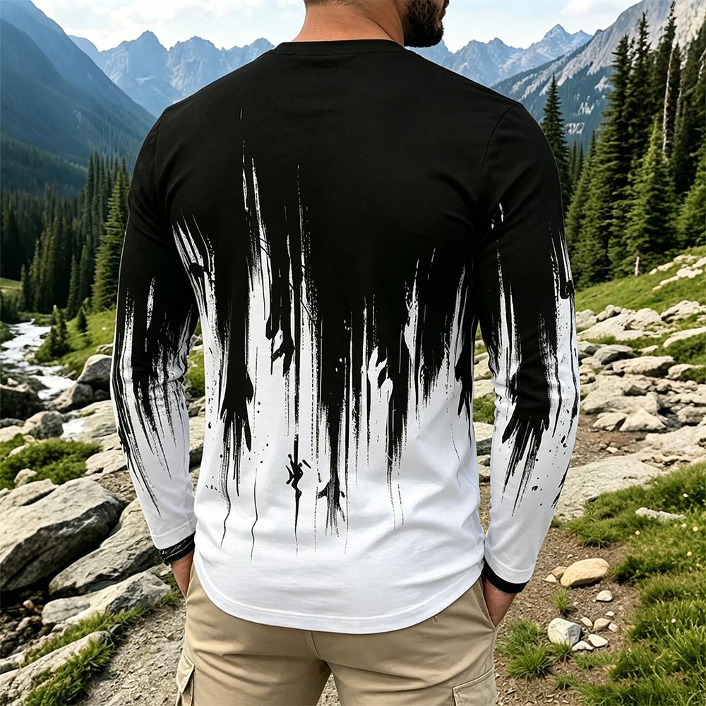 Camiseta Masculina de Manga Lo - Men'S Fashion T Shirts avaliação e preço